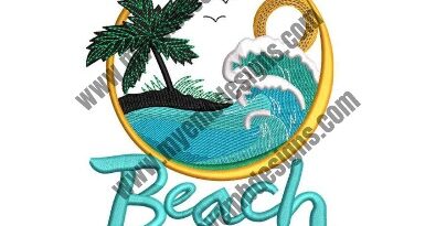 Beach Paradise Embroidery Design for Shirts, Bags & Gifts