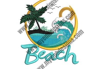 Beach Paradise Embroidery Design for Shirts, Bags & Gifts